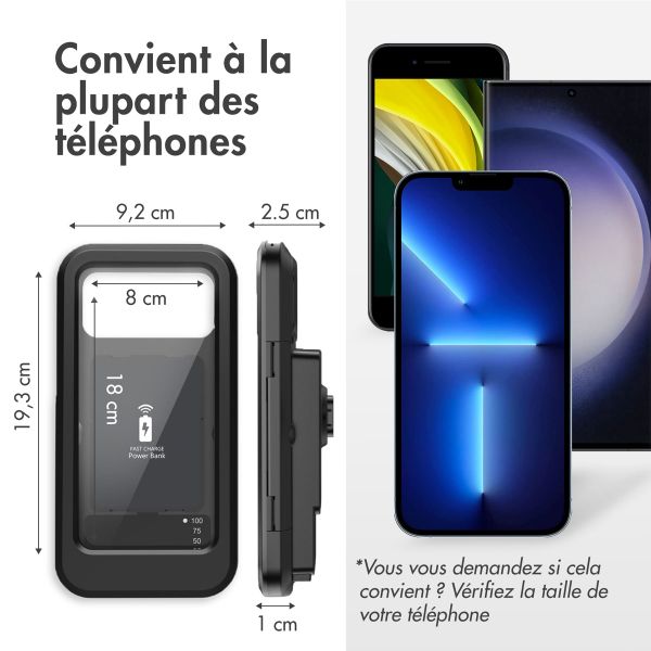 imoshion Support de téléphone pour vélo avec powerbank – résistant aux éclaboussures – 5000 mAh – Noir