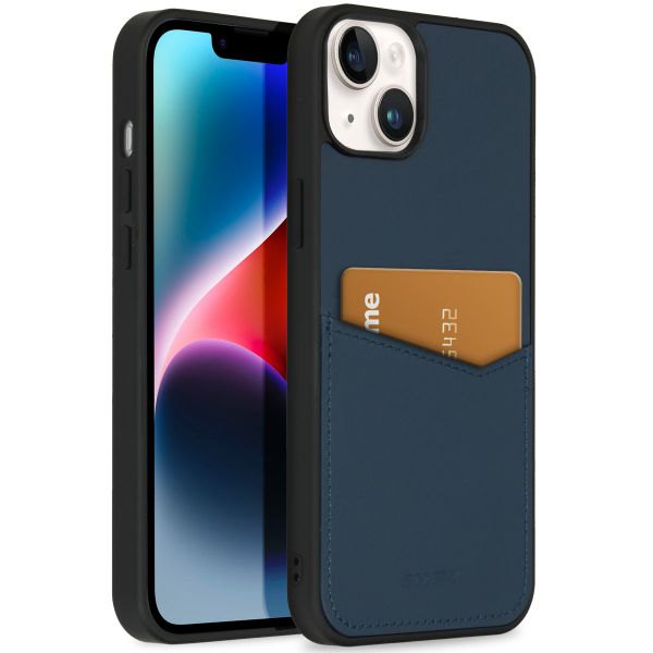 Accezz ﻿Coque en cuir de qualité supérieure avec fentes pour cartes iPhone 14 Plus - Bleu foncé