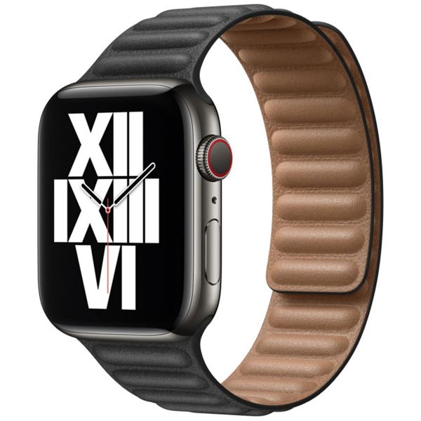 Apple Leather Link Apple Watch Series 1-10 / SE / Ultra (2) - 42/44/45/46/49 mm - Taille M/L - Black