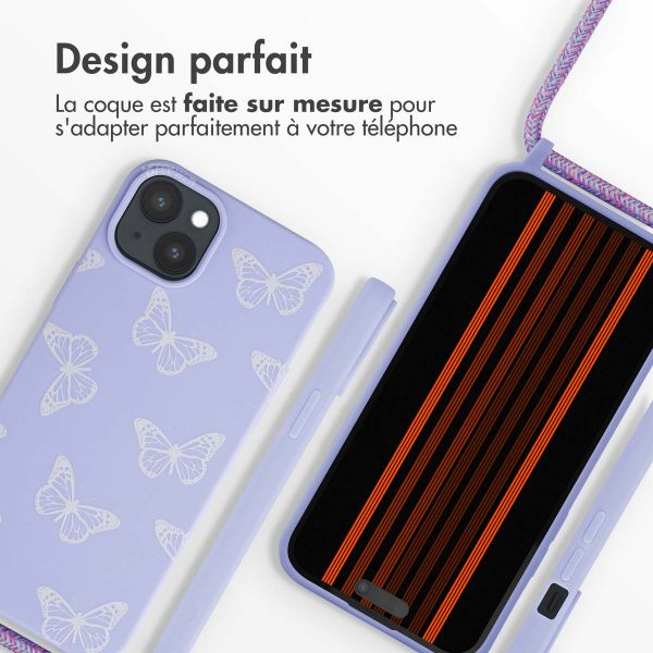 imoshion Coque design en silicone avec cordon iPhone 15 Plus - Butterfly