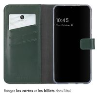 Selencia Étui de téléphone portefeuille en cuir véritable Samsung Galaxy S25 Plus - Vert