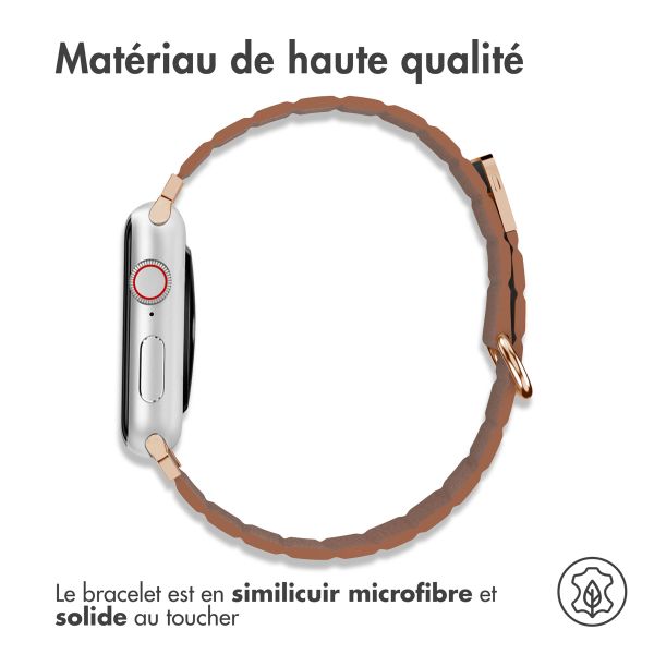 imoshion Bracelet en cuir magnétique Apple Watch Series 1 t/m 9 / SE (38/40/41 mm) | Series 10 / 11 (42 mm) - Marron