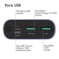 imoshion Batterie externe - 20.000 mAh - Quick Charge et Power Delivery - Lilas