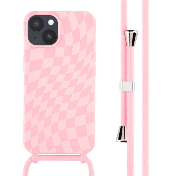 imoshion Coque design en silicone avec cordon iPhone 14 - Retro Pink