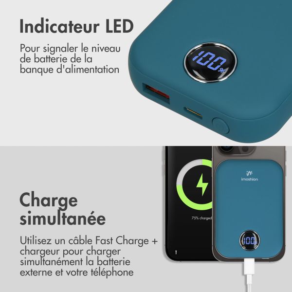 imoshion Batterie externe MagSafe - 10.000 mAh - Batterie externe sans fil - Bleu