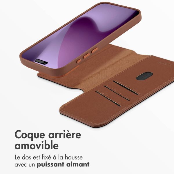 Accezz Étui de téléphone portefeuille en cuir 2-en-1 avec MagSafe Apple iPhone 17 Pro Max - Sienna Brown