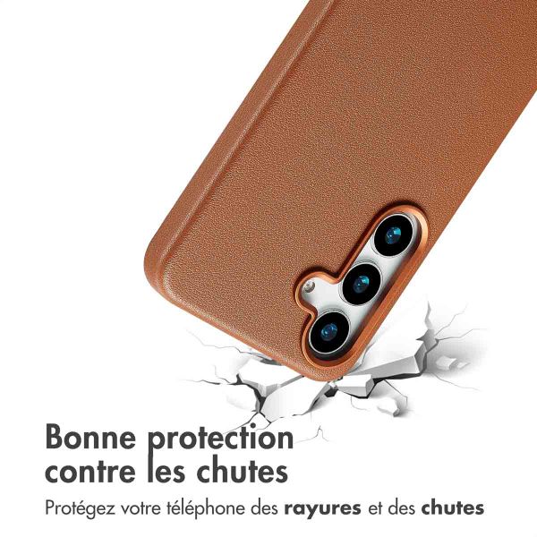 Accezz Coque arrière en cuir avec Magsafe Samsung Galaxy S25 - Sienna Brown