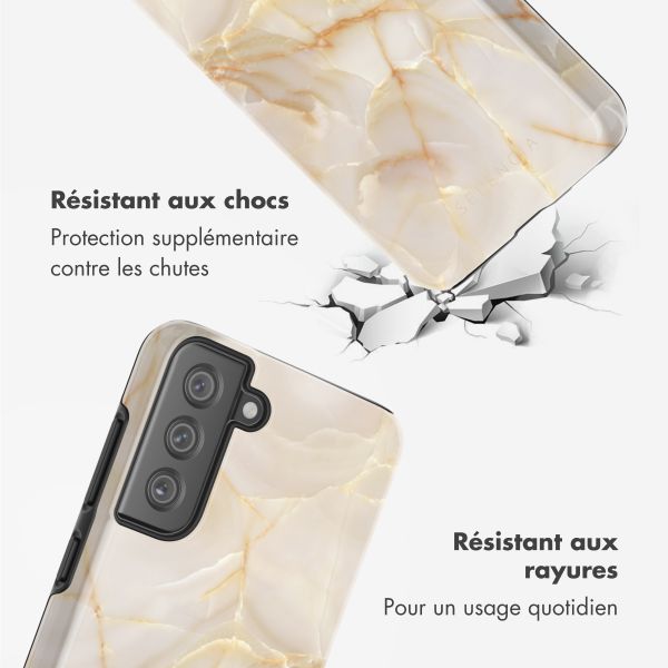 Selencia Coque arrière Vivid Samsung Galaxy S21 FE - Golden Beige Marble