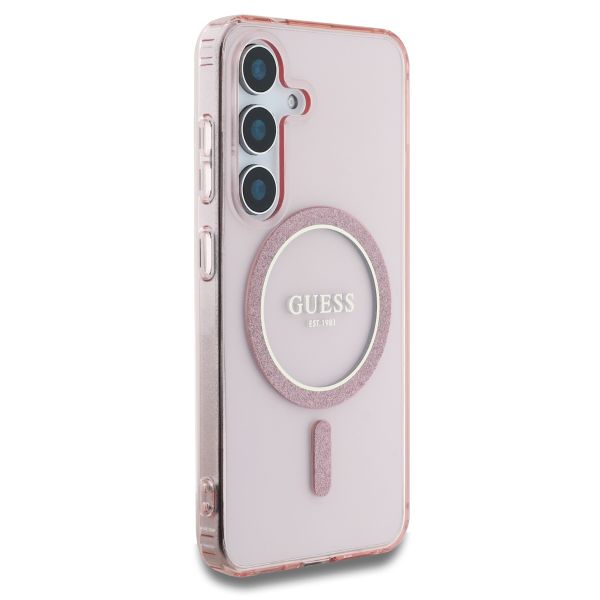 Guess Coque MagSafe IML Glitter Gradient Samsung Galaxy S25 - Rose