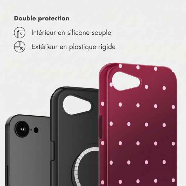 Selencia Coque arrière Vivid avec MagSafe Apple iPhone 17e / 16e - Happy Dots Burgundy