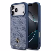 Guess Coque 4G Metal Logo MagSafe Apple iPhone 17 Pro - Bleu