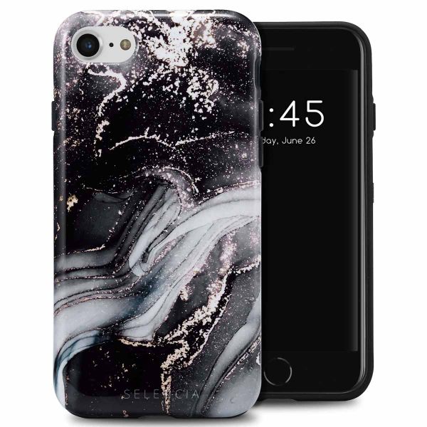 Selencia Coque arrière Vivid Apple iPhone SE (2022 / 2020) / 8 / 7 / 6(s) - Chic Marble Black