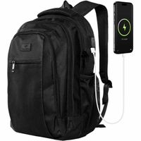 imoshion ﻿Sac à dos pour ordinateur portable avec port USB - Convient aux ordinateurs portables jusqu'à 15.6 pouces - Sac à dos pour ordinateur portable pour hommes - Noir