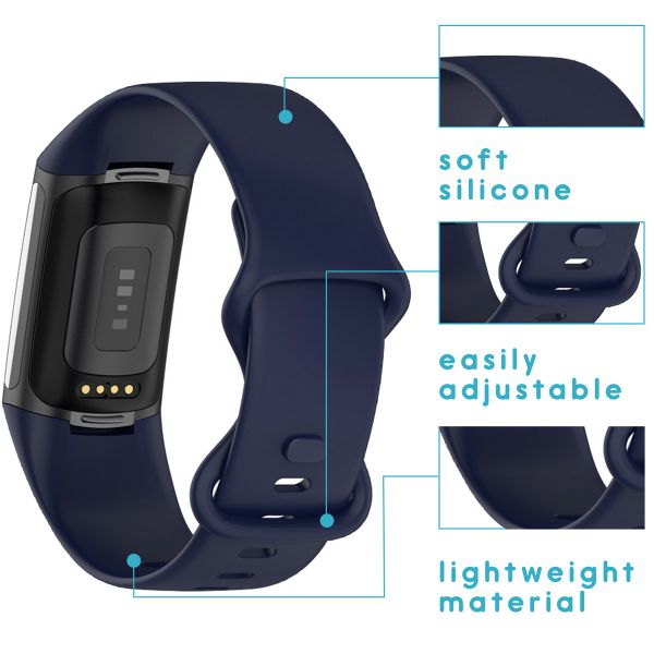 imoshion Bracelet silicone Fitbit Charge 5 / Charge 6 - Taille L - Bleu foncé