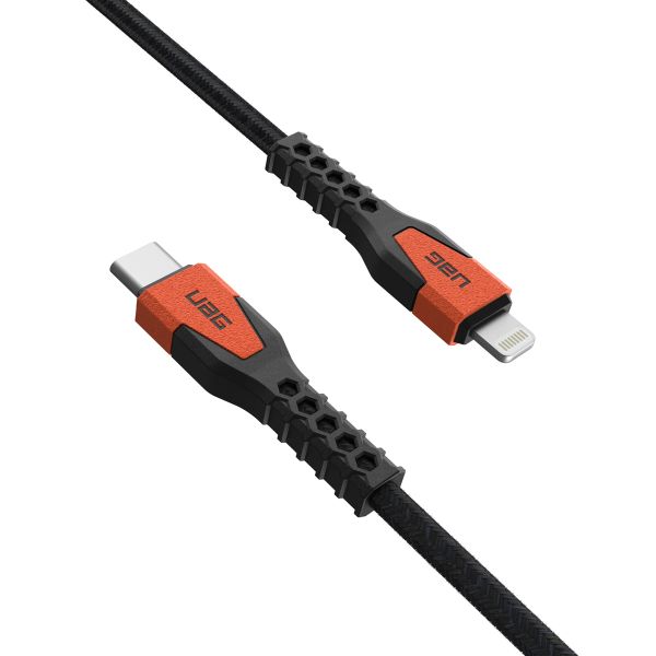 UAG Câble de charge USB-C vers Lightning avec cœur en Kevlar® - 1,5 mètre - Noir / Orange