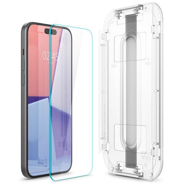 Spigen Protection d'écran en verre trempé GLAStR Fit + Applicator 2-pack Apple iPhone 16 / 15