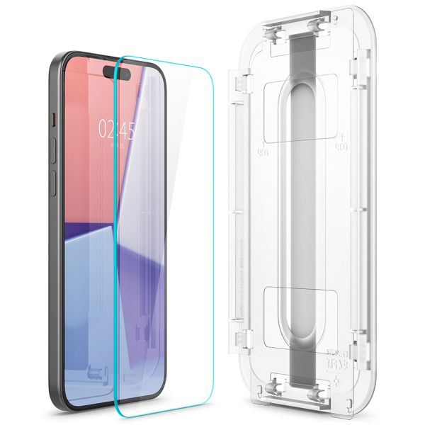 Spigen Protection d'écran en verre trempé GLAStR Fit + Applicator iPhone 16 / 15