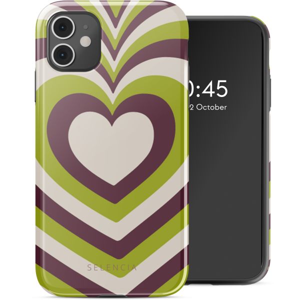 Selencia Coque arrière Vivid Tough iPhone 11 - Double Hearts Plum Fern