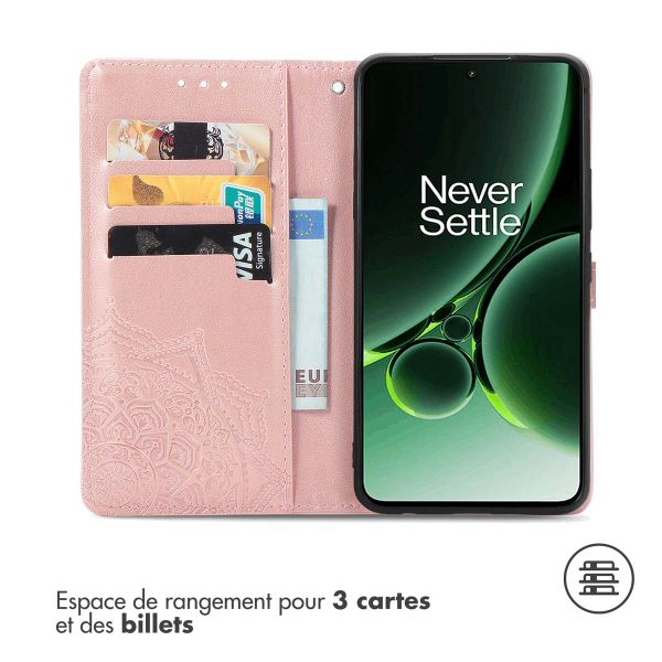 imoshion Etui de téléphone portefeuille Mandala OnePlus Nord 3 - Rose Dorée