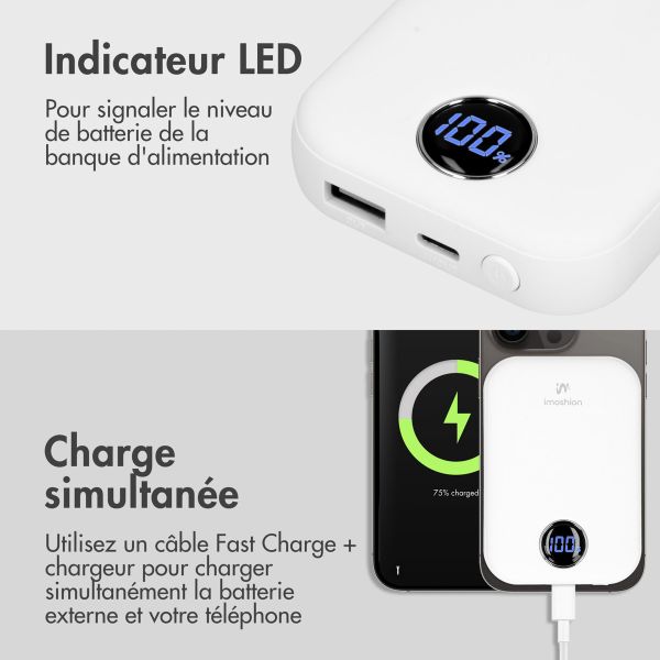 imoshion Batterie externe MagSafe - 10.000 mAh - Batterie externe sans fil - Blanc