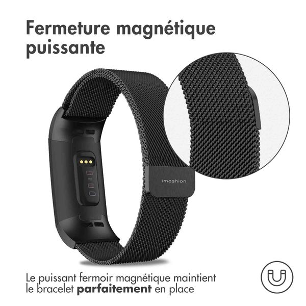 imoshion Bracelet magnétique milanais Fitbit Charge 3 / 4 - Taille M - Noir