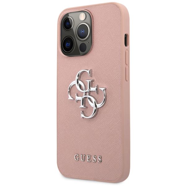 Guess Coque 4G Metal Logo Saffiano Apple iPhone 13 Pro - Rose
