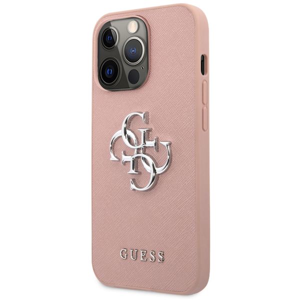 Guess Coque 4G Metal Logo Saffiano iPhone 13 Pro - Rose