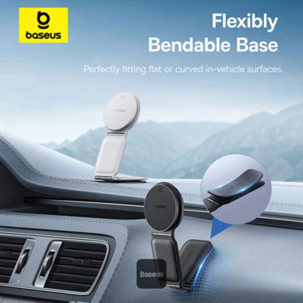 Baseus PrimeTrip Series C02 Mega Support de téléphone voiture - Magnétique et MagSafe/Qi2 - Charge sans fil - Autocollant - Noir