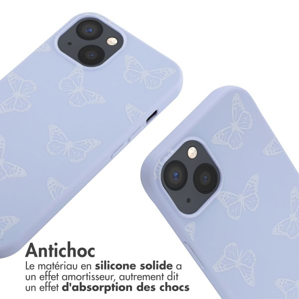 imoshion Coque design en silicone avec cordon Apple iPhone 13 - Butterfly