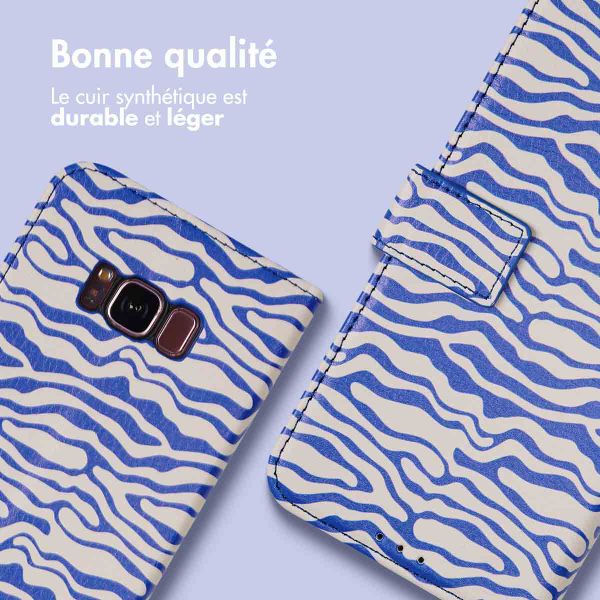 imoshion Étui de télephone portefeuille Design Samsung Galaxy S8 - White Blue Stripes