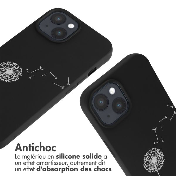 imoshion Coque design en silicone avec cordon Apple iPhone 15 - Dandelion Black