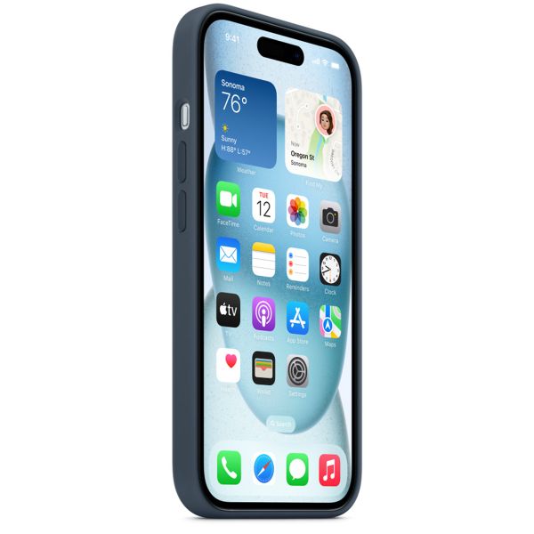 Apple Coque en silicone MagSafe Apple iPhone 15 - Storm Blue