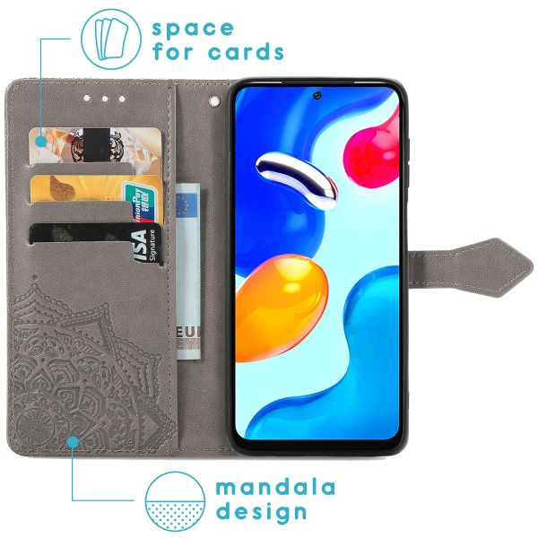 imoshion Etui de téléphone portefeuille Mandala Xiaomi Redmi Note 11 (4G) / Note 11S (4G) - Gris