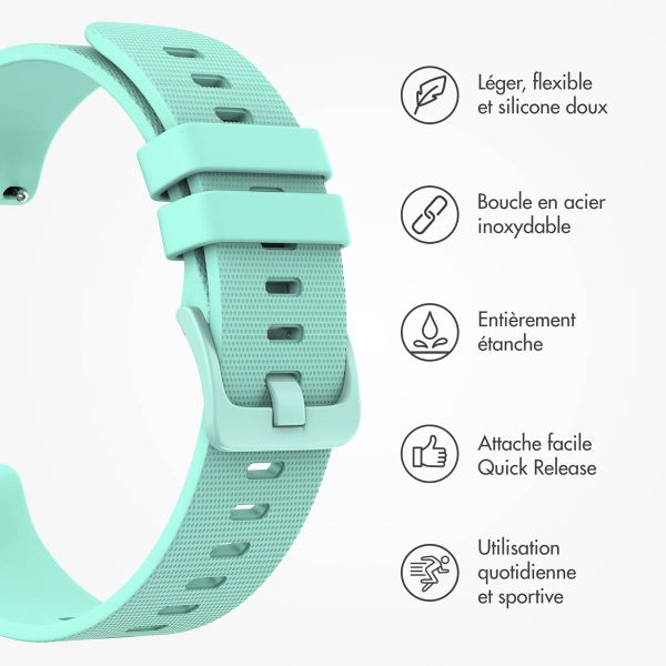 imoshion Bracelet sport en silicone avec boucle - Connexion universelle 22 mm - Vert menthe