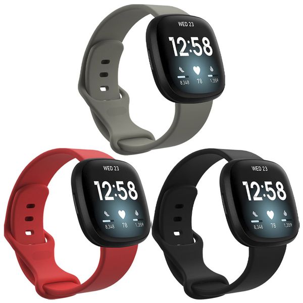 imoshion Multipack bracelet silicone le Fitbit Versa 4 / 3 / Sense (2) - Noir / Gris / Rouge