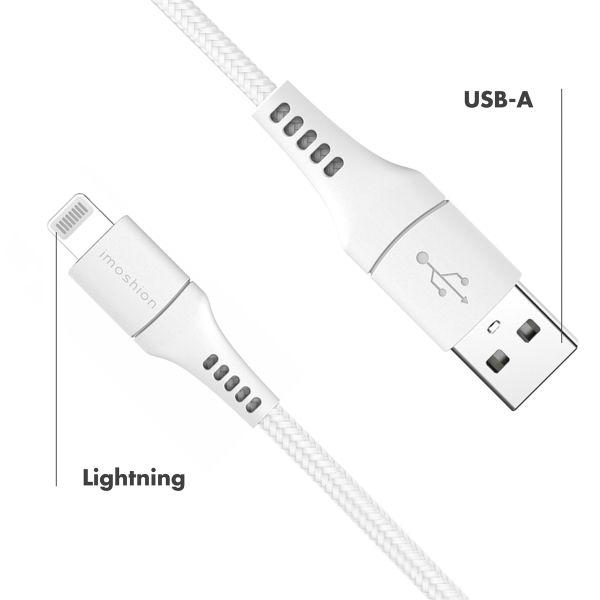 imoshion ﻿Câble Lightning vers USB - Non MFi - Textile tressé - 3 mètre - Blanc