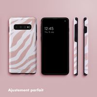 Selencia Coque arrière Vivid Tough Samsung Galaxy S10 - Colorful Zebra Old Pink