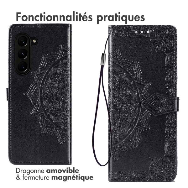 imoshion Etui de téléphone portefeuille Mandala Samsung Galaxy Z Fold 5 - Noir