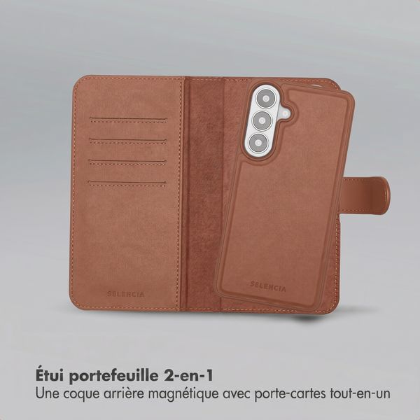 Selencia Étui portefeuille amovible Olyn avec MagSafe Samsung Galaxy S26 Plus - Marron