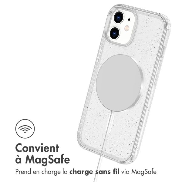 imoshion Coque Pailletée avec MagSafe Apple iPhone 12 (Pro) - Paillettes Transparent