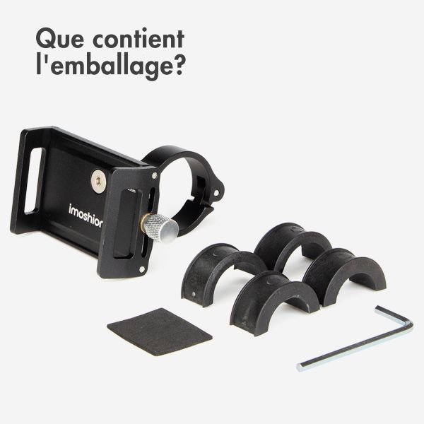 imoshion Support de téléphone pour vélo et moto - Mini - Aluminium - Léger - Ajustable - Noir