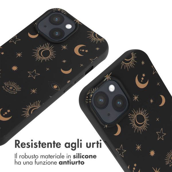 imoshion Coque design en silicone avec cordon Apple iPhone 15 - Sky Black