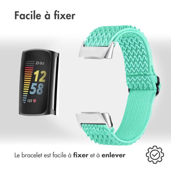 imoshion Bracelet élastique en nylon le Fitbit Charge 5 / Charge 6 - Menthe verte