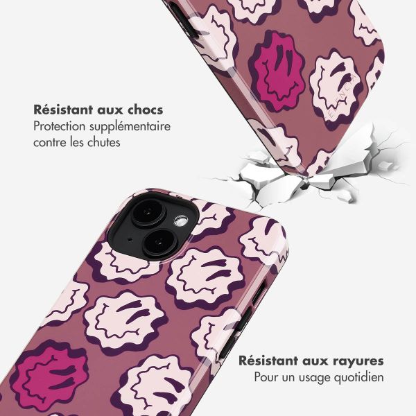 Selencia Coque arrière Vivid avec MagSafe Apple iPhone 14 - Wavy Smiley Pink