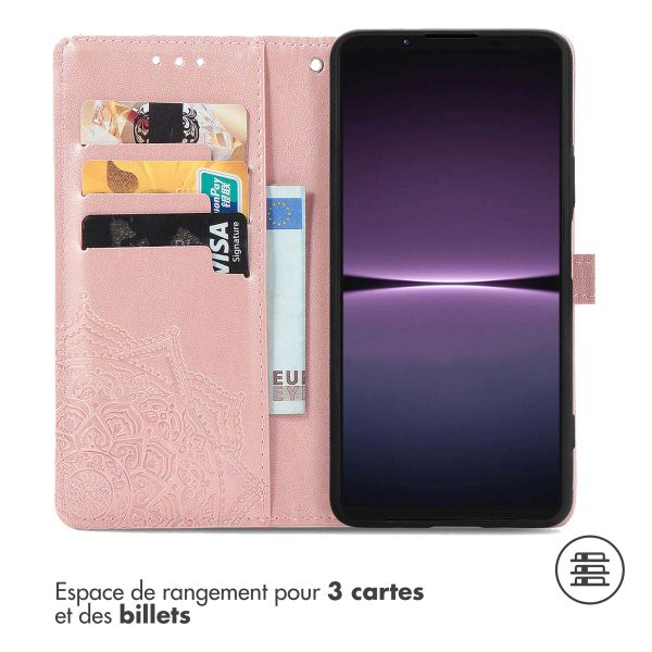 imoshion Etui de téléphone portefeuille Mandala Sony Xperia 1 V - Rose Dorée