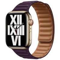 Apple Bracelet Leather Link Apple Watch Series 1 t/m 9 / SE (38/40/41 mm) | Series 10 / 11 (42 mm) - Taille M/L - Dark Cherry