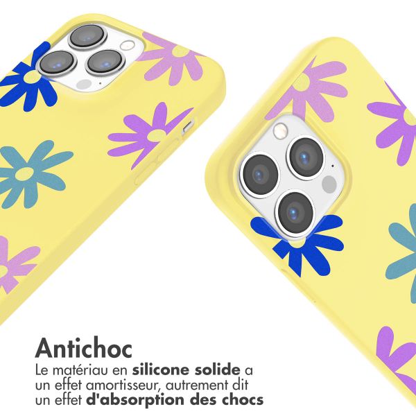 imoshion Coque design en silicone avec cordon Apple iPhone 13 Pro - Yellow Flower Distance