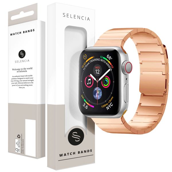 Selencia Bracelet magnétique en acier Apple Watch Series 1-9 / SE - 38/40/41 mm / Series 10 - 42 mm - Rosé Dorée