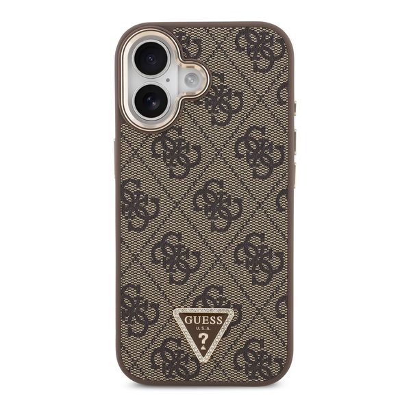Guess Coque arrière en cuir avec logo Triangle classique et MagSafe Apple iPhone 17 - Marron