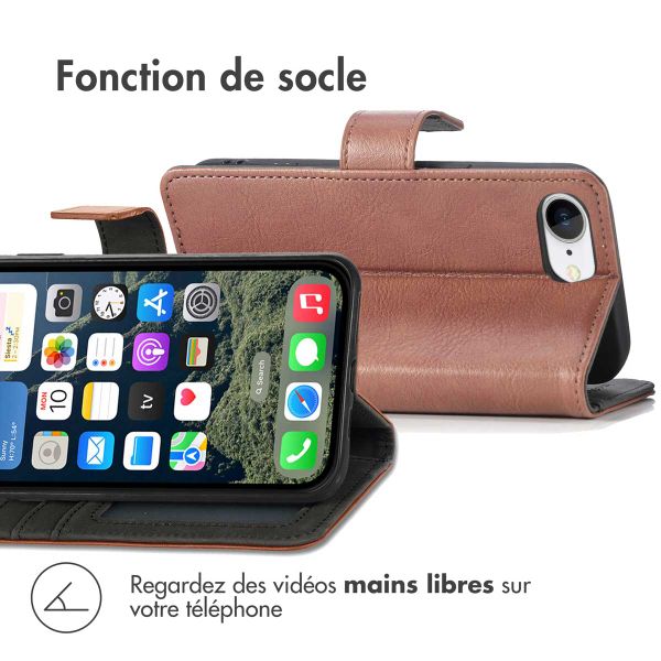 imoshion Étui de téléphone portefeuille Luxe iPhone SE 4 - Brun